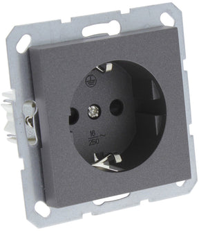 Q-link s-line contactdoos - 1-voudig stopcontact - met randaarde - voor inbouw - geschikt voor geaarde stekkers - kunststof - set van 10 stuks - kleur antraciet - ce markering