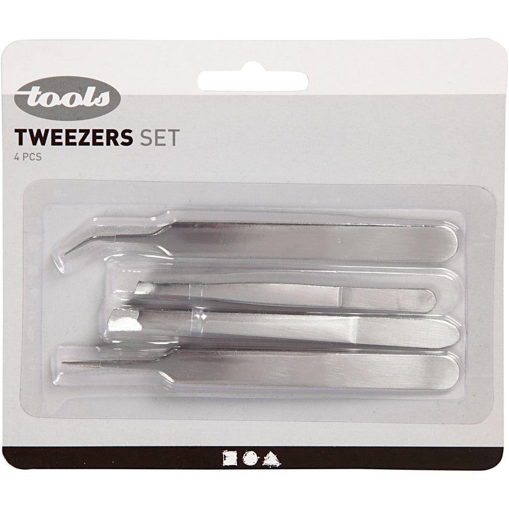Creotime pincet set, l: 9-12 cm, 4 assorti