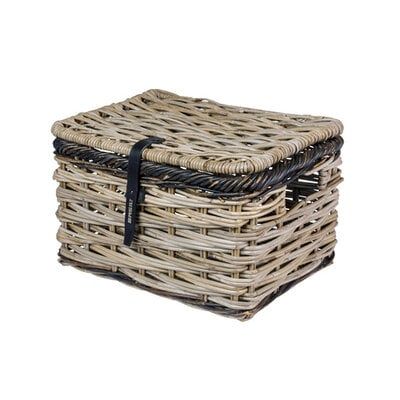 Basil Bicycle basket Dijon Large with lid Gray Black