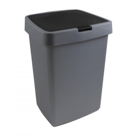 Sunware delta prullenbak 50 liter klepdeksel metallic zwart kunststof 39,7x34,5x56,4cm