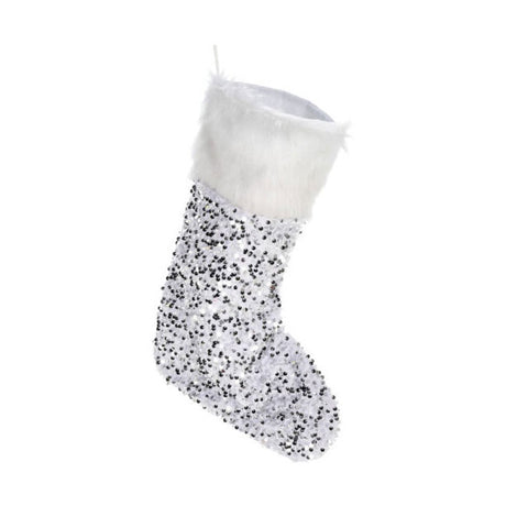 Koopman kerstsok met pailletten en kunstbontlaag multi kleuren decoratie.