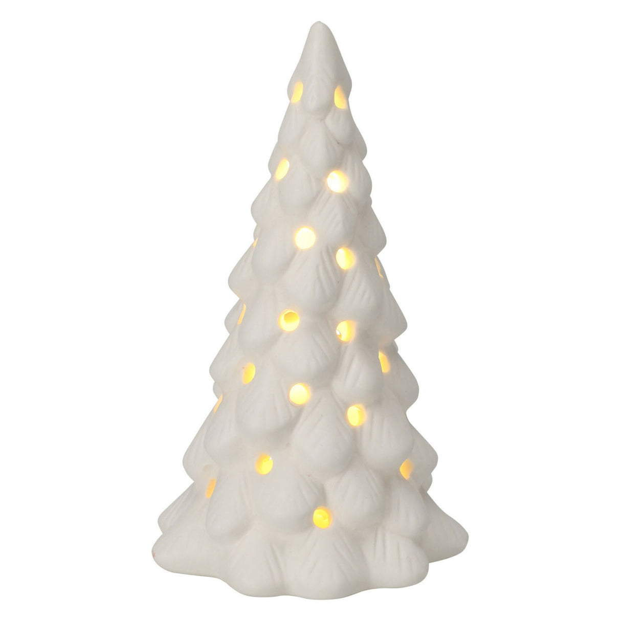 Porseleinen Kerstboom met Led , Set van 6 stuks