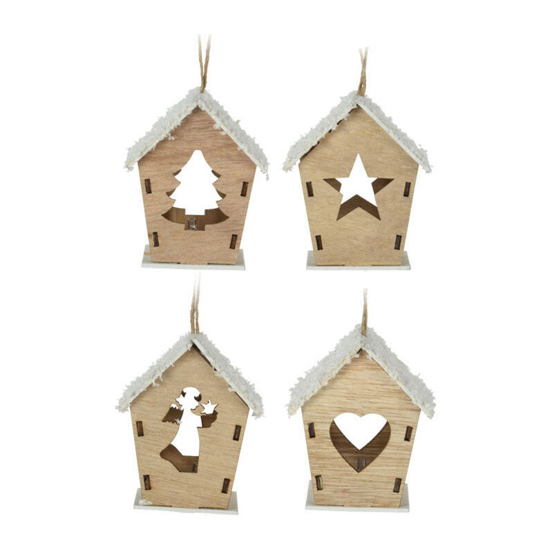 Wooden Christmas Hanger House med LED