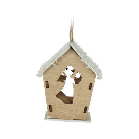 Wooden Christmas Hanger House med LED