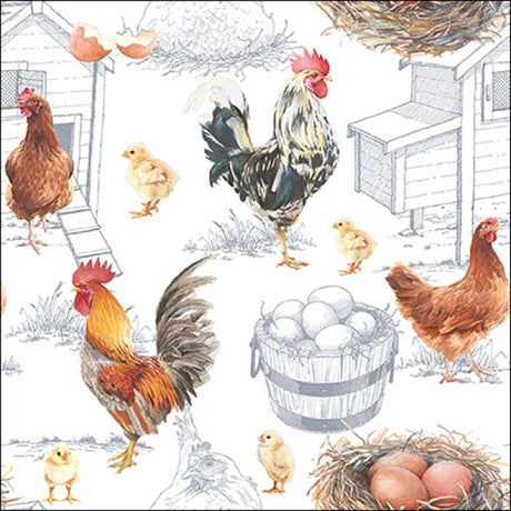 Ambiente servetten chicken farm 33cm