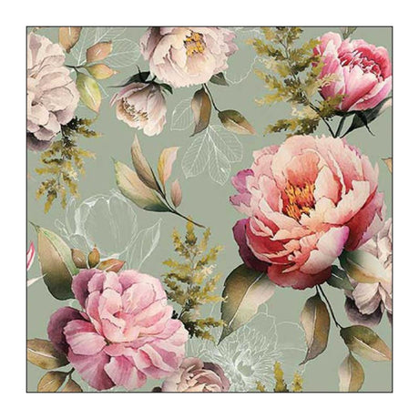 Ambiente servet 33 peonies composition green fsc mix