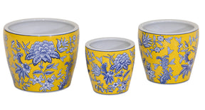 Qing egg pot small yellow blue s3 d16 26h16 21 cm