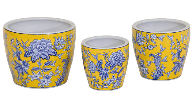 Qing egg pot small yellow blue s3 d16 26h16 21 cm