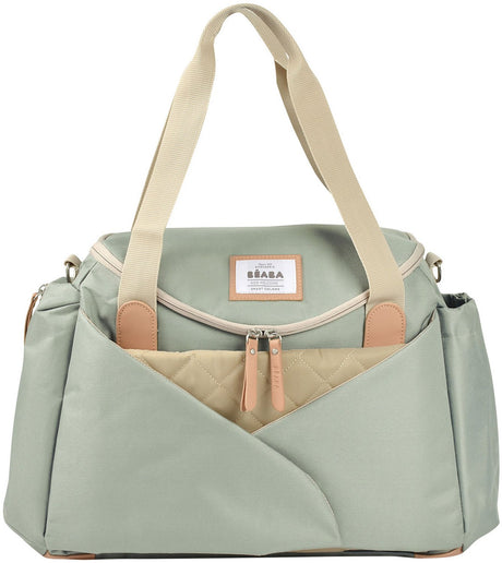 Béaba sydney luiertas - verzorgingstas met uitklapbare cocon-verschoonruimte - uitneembaar aankleedkussen - isothermisch zijvak voor flesjes - waterproof tasje voor vuile was - kinderwagenbevestiging - sage green