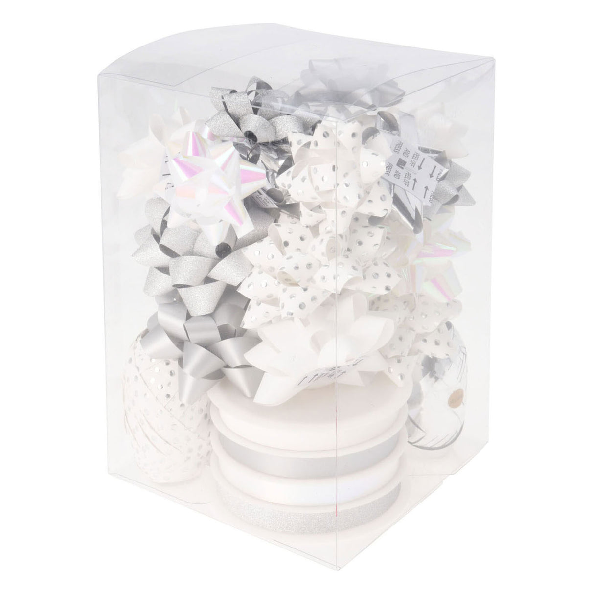 Packaging decoration strik e nastro argento bianco, set di 30