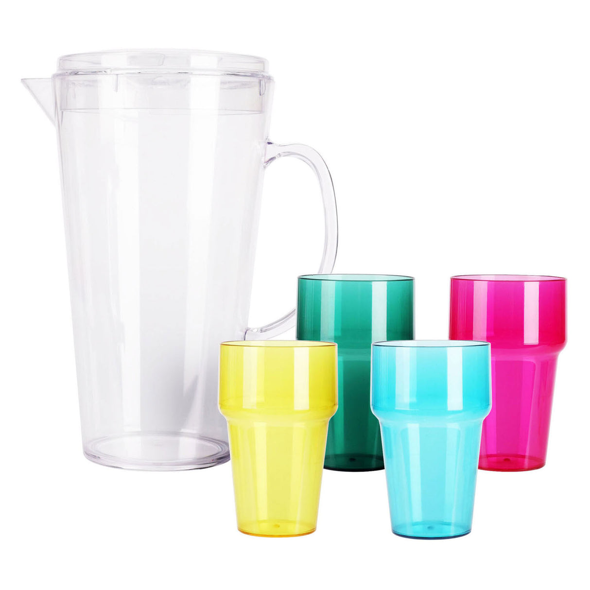 Jarra de plástico con 4 vasos, 2200 ml