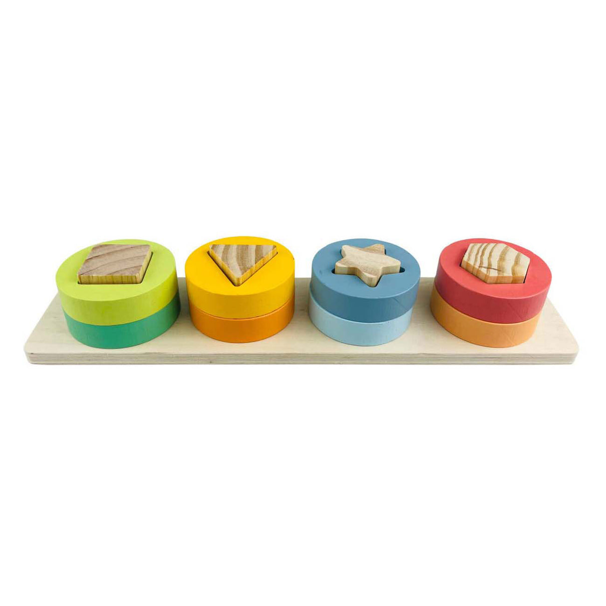 Houten stapelpuzzel met vormen, 9dlg.
