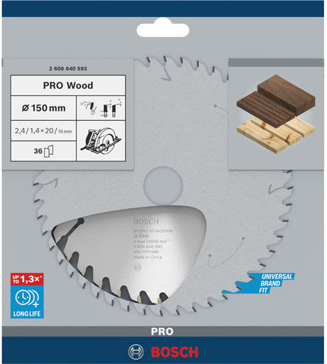 Bosch - cirkelzaagblad optiline wood 150 x 20 16 x 2,4 mm, 36