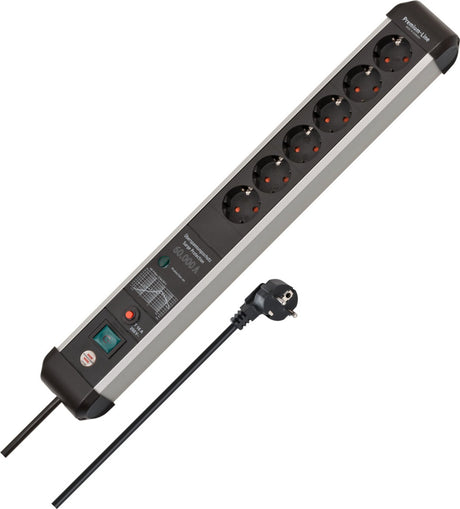 Brennenstuhl premium-protect-line 60.000a stekkerdoos met overspanningsbeveiliging 6-voudig 5m h05vv-f 3g1,5