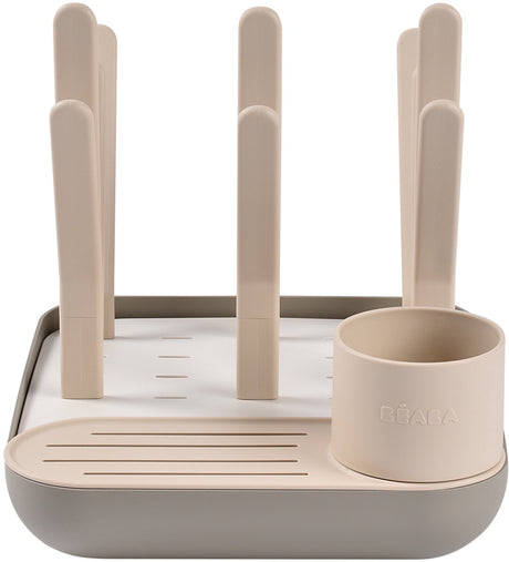 Béaba forêt flessenrek - compact afdruiprek voor 6 grote zuigflessen en accessoires - modulaire takken voor bekers en borstkolfonderdelen - afneembare lekbak - alles opbergbaar in de basis - eco-design - clay