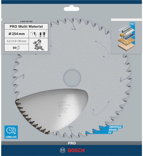 Bosch - cirkelzaagblad multi material 254 x 30 x 3,2 mm, 80 - geschikt voor alle merken