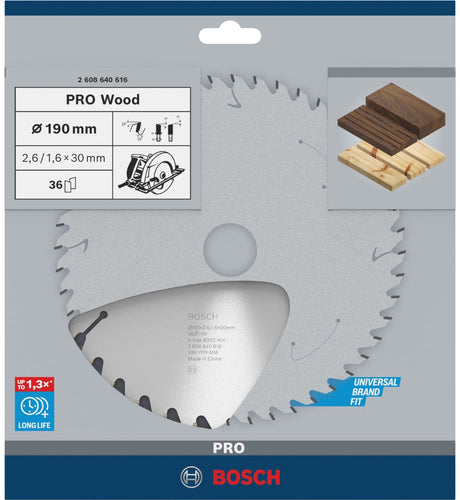 Bosch cirkelzaagblad optiline wood - 190x30x2,6 - 36 tanden