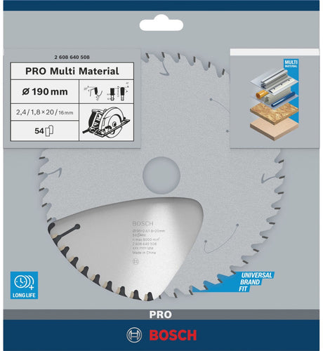 Bosch - cirkelzaagblad multi material 190 x 20 16 x 2,4 mm, 54