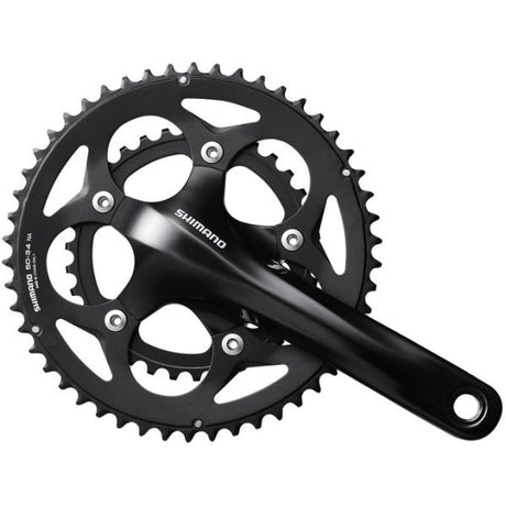 Shimano crankstel 2 x 10 speed road fc-rs400 - 175 50-34 holle as - zwart