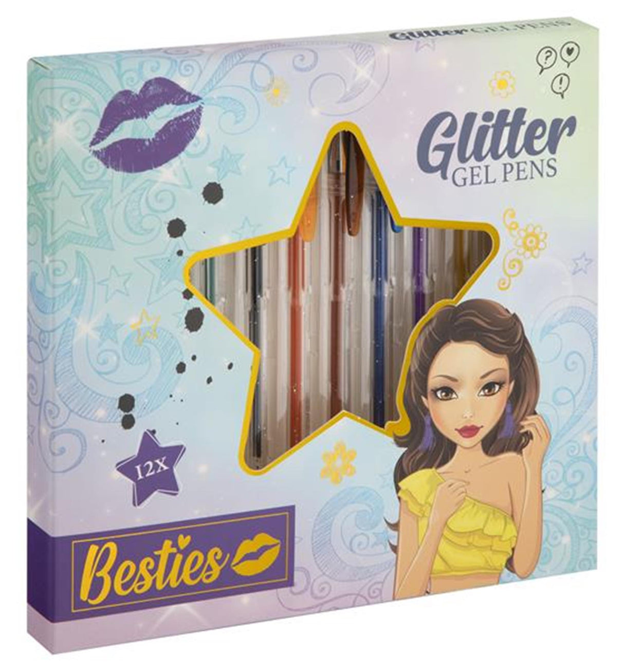 Besties glittergelpennen, 12st.