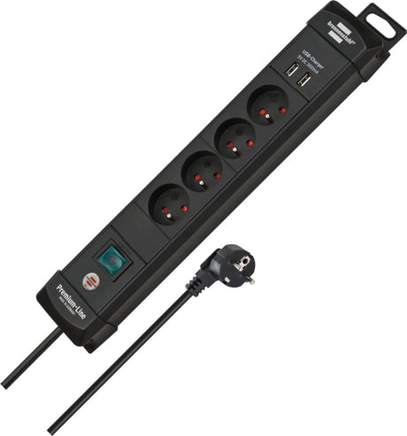 Brennenstuhl premium-line stekkerdoos met usb 4-voudig zwart 1,8m h05vv-f 3g1,5 *fr be*