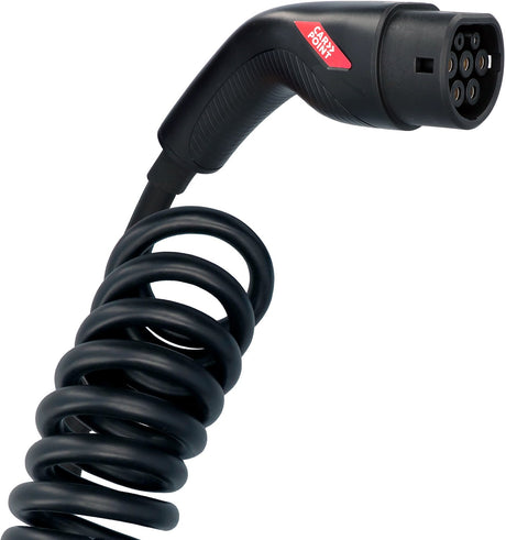 Carpoint type 2 ev spiraal laadkabel – max 7.4kw – 32a - 1fase – lengte 6 meter – mennekes type 2 stekker > type 2 stopcontact - ip55 spatwaterdicht