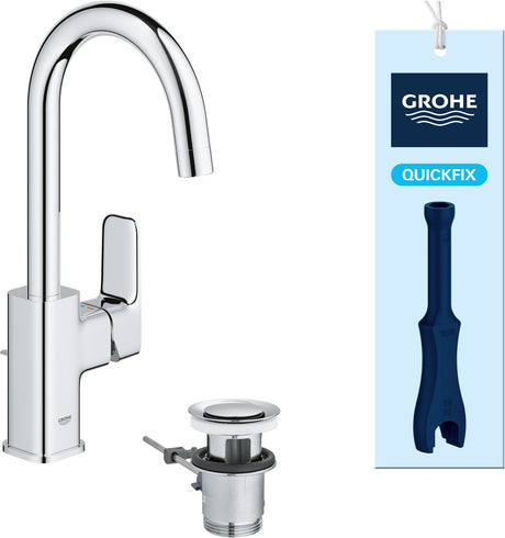 Grohe dice l-size wastafelmengkraan – met trekwaste – draaibare uitloop – chroom