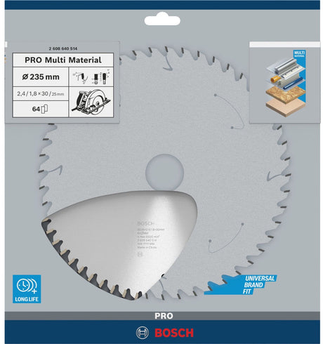 Bosch cirkelzaagblad multi material 235 x 30 25 x 2,4 mm - 64 tanden