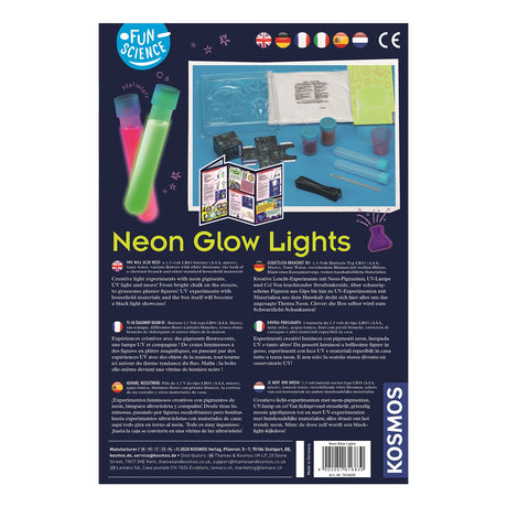 Kosmos neon glow lights – experimenteerset – ontwerp lichtgevende decoraties met uv-licht – inclusief speciale markers en blacklightlamp – lichtgevende kunst maken