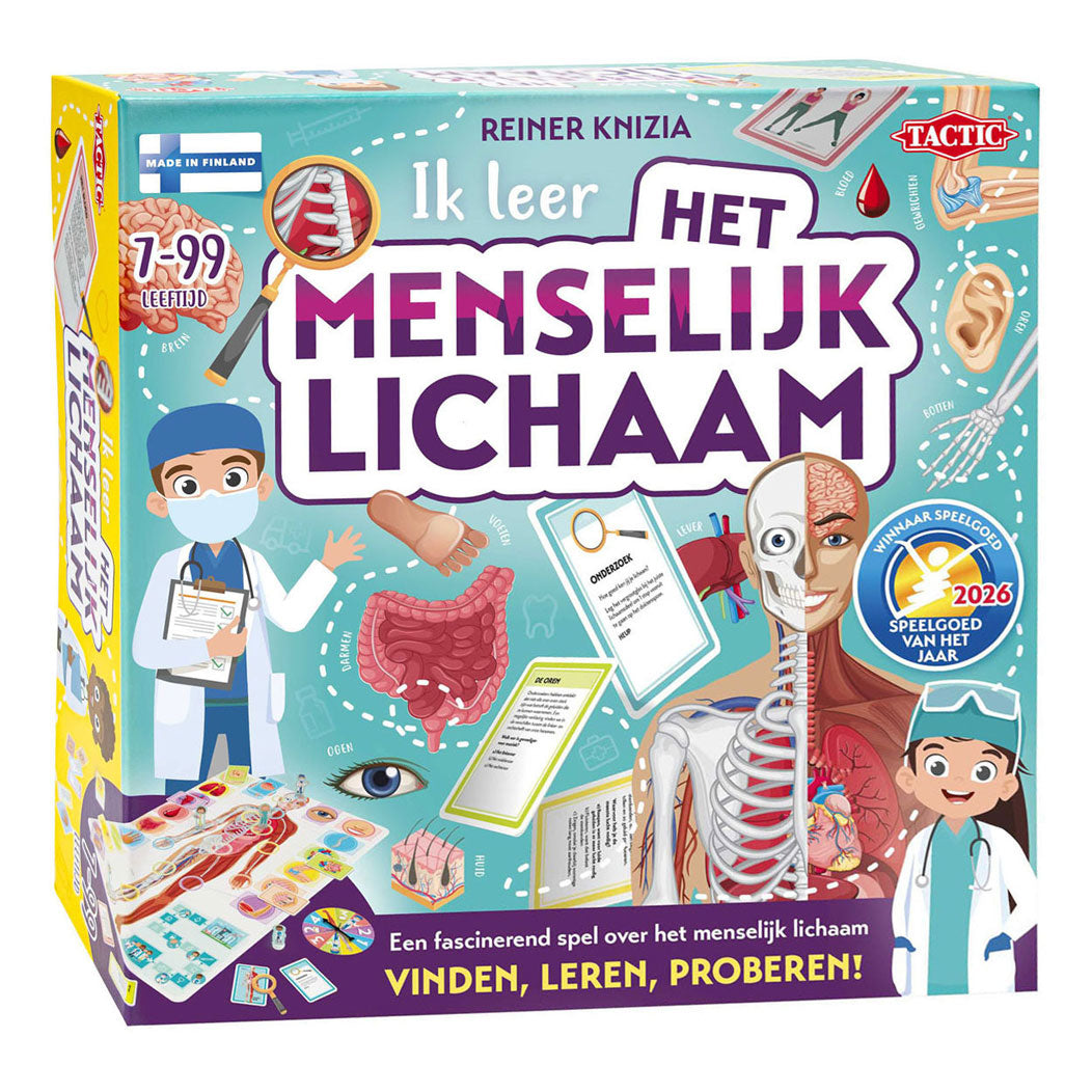 Tactic ik leer: het menselijk lichaam – bordspel – winnaar speelgoed van het jaar 2026 – educatief - ontdek het menselijk lichaam en leer over anatomie – 2 tot 5 spelers – vanaf 7 jaar