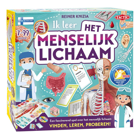Tactic ik leer: het menselijk lichaam – bordspel – winnaar speelgoed van het jaar 2026 – educatief - ontdek het menselijk lichaam en leer over anatomie – 2 tot 5 spelers – vanaf 7 jaar