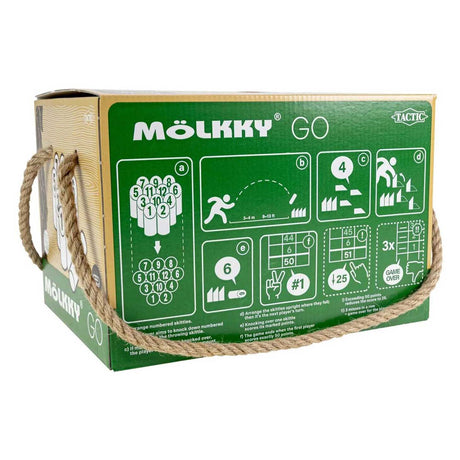 Tactic mölkky go – vang- en werpspel - origineel fins houten werpspel in handige draagbare doos – grenenhout – met gratis score-app