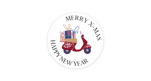 Rol a 100 stickers - christmas - merry x-mas happy new year