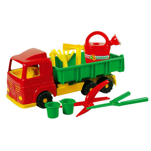 Androni tipping car with garden tools