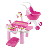Ecoiffier ecoffier verzorgingsset met poppenwagen