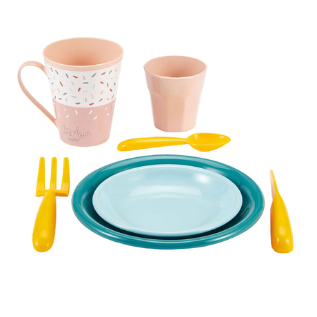 Écoiffier ecoiffier vert azur picknick speelset met kartonnen picknickmand - 32dlg.
