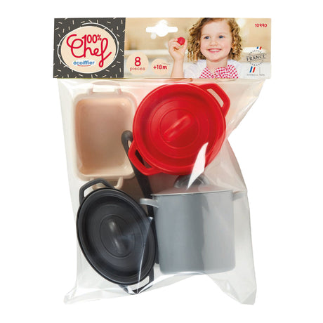 Ecoiffier 100% chef pannen en eetset - 8dlg.