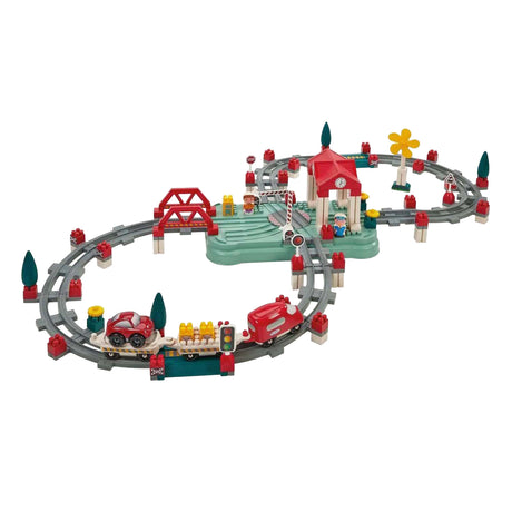 Abrick ecoiffier bouwset treinbaan - station en accessoires - 140dlg.