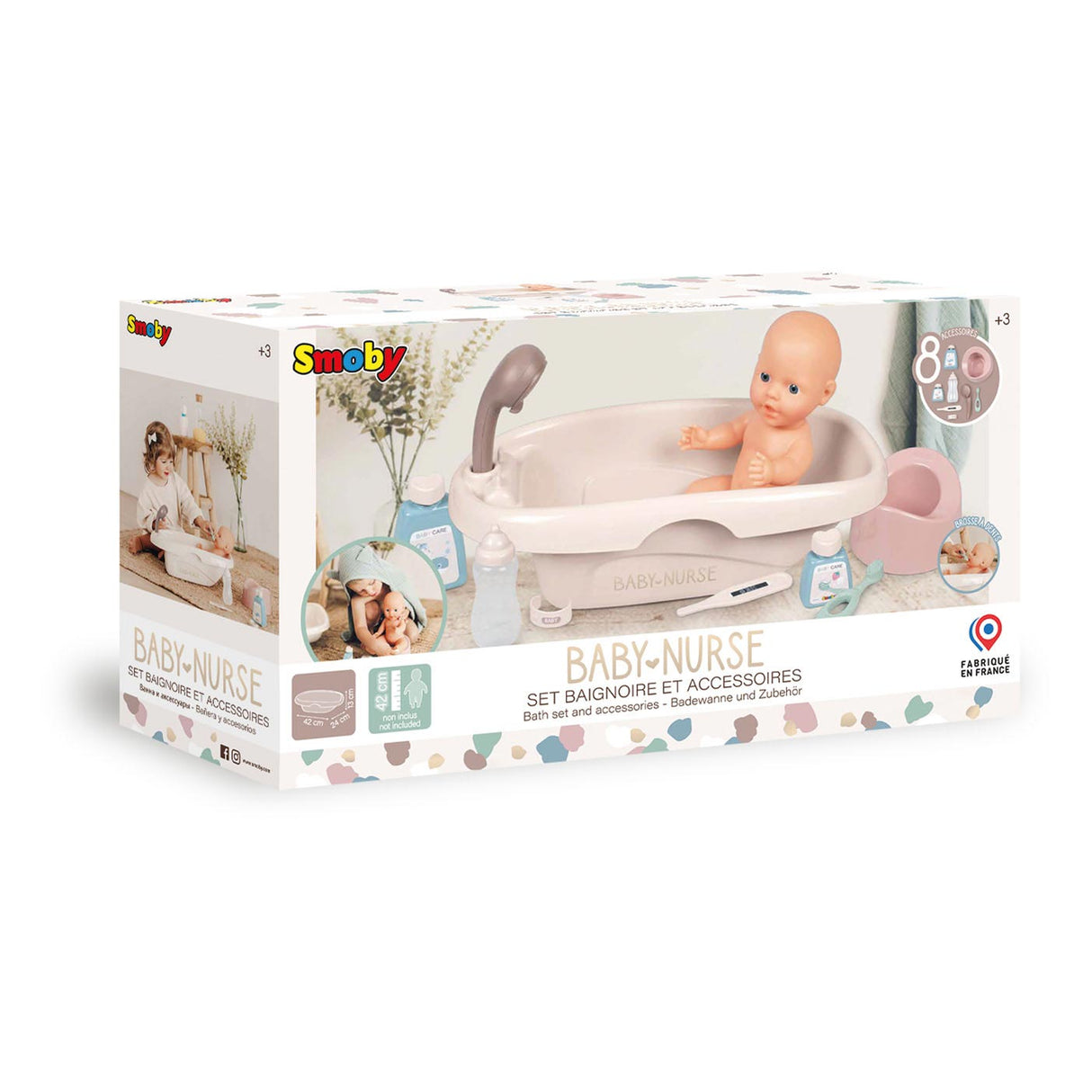 Smoby Baby Nurse Bad met Accessoires, 8dlg.