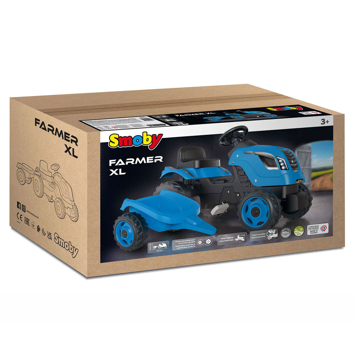 Smoby Farmer XL STASTRATTOR con trailer blu