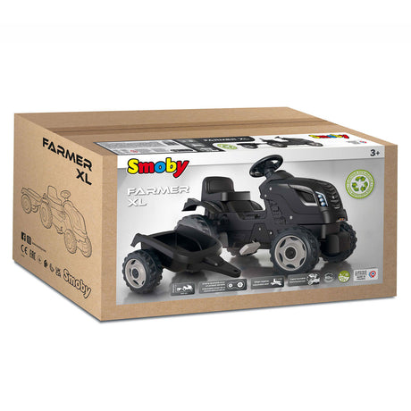 Smoby Farmer XL Steptractor with Trailer Black