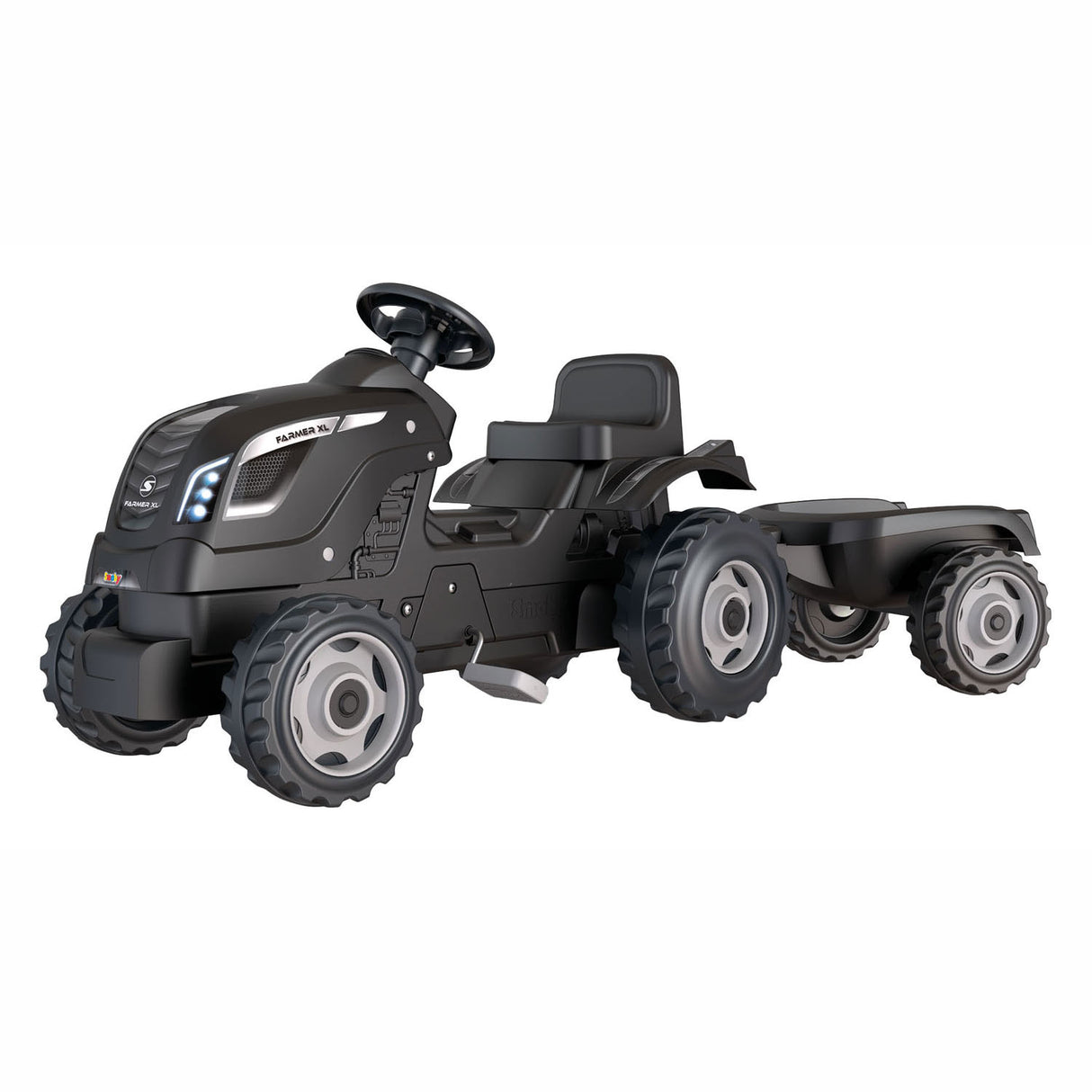 Smoby Farmer XL Steptractor with Trailer Black