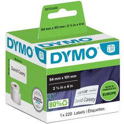 Dymo originele labelwriter grote verzendlabels naamkaarten | 54 mm x 101 mm | 220 zelfklevende etiketten | zwart op zwart | geschikt voor de labelwriter labelprinters | gemaakt in europa