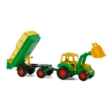 Cavallino Toys Cavallino traktor med frontlastare och släpvagnsgrön