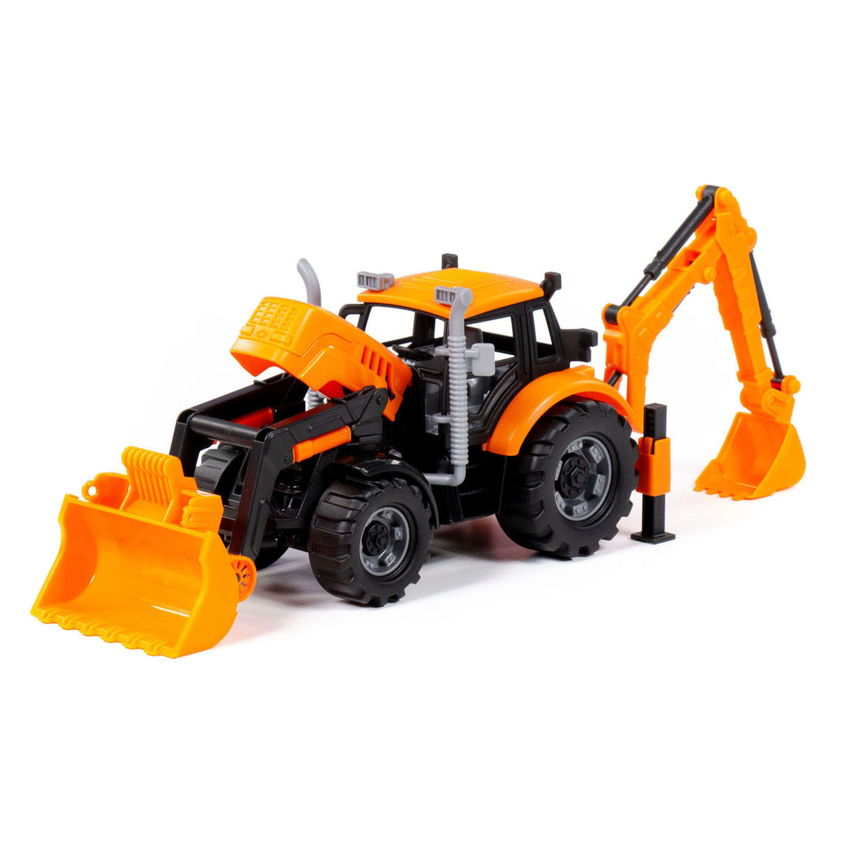 Cavallino Toys Cavallino -traktor med lader og gravemaskin gul, skala 1:32