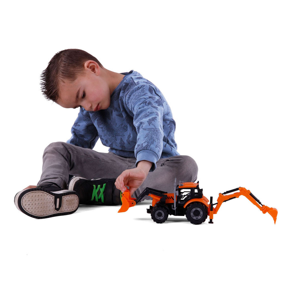 Cavallino Toys Cavallino Ciągnik z ładowarką i koparką żółty, skala 1:32