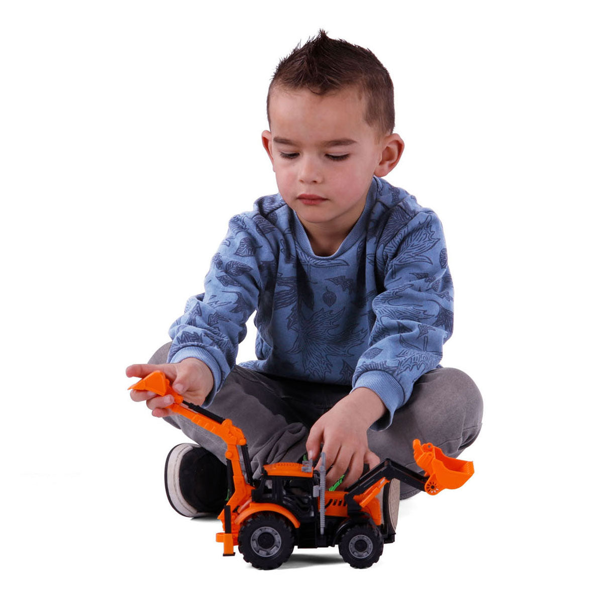 Cavallino Toys Cavallino -traktor med lader og gravemaskin gul, skala 1:32