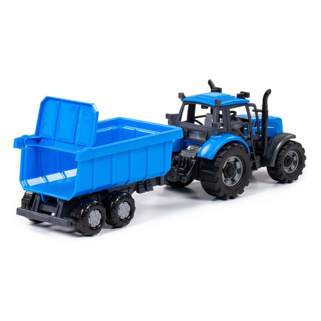 Cavallino toys cavallino tractor met kiepwagen aanhangwagen blauw, schaal 1:32