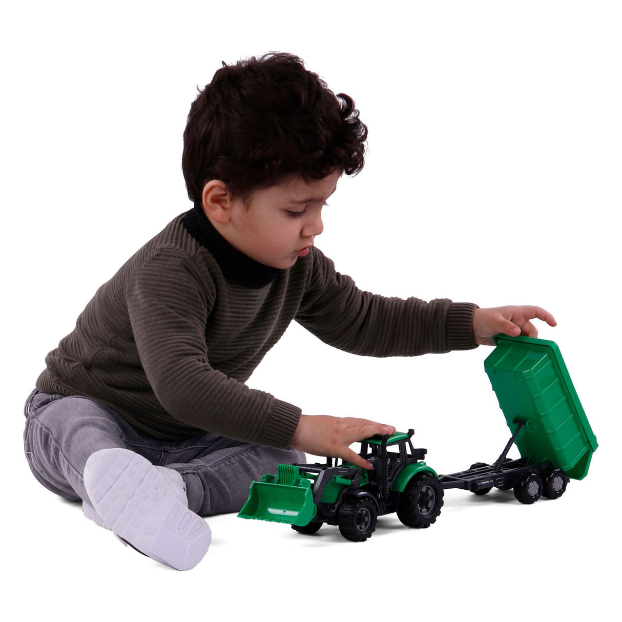 Cavallino Toys Cavallino -traktor med lader og leverer torturgrønn, skala 1:32