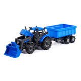 Cavallino Toys Cavallino Traktor mit Ladegerät und Versorgungskippenblau, Skala 1:32